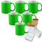 6 PACK 11OZ GREEN Fluorescent / Neon Sublimation Mugs with Foam Supports Cardboard Boxes
